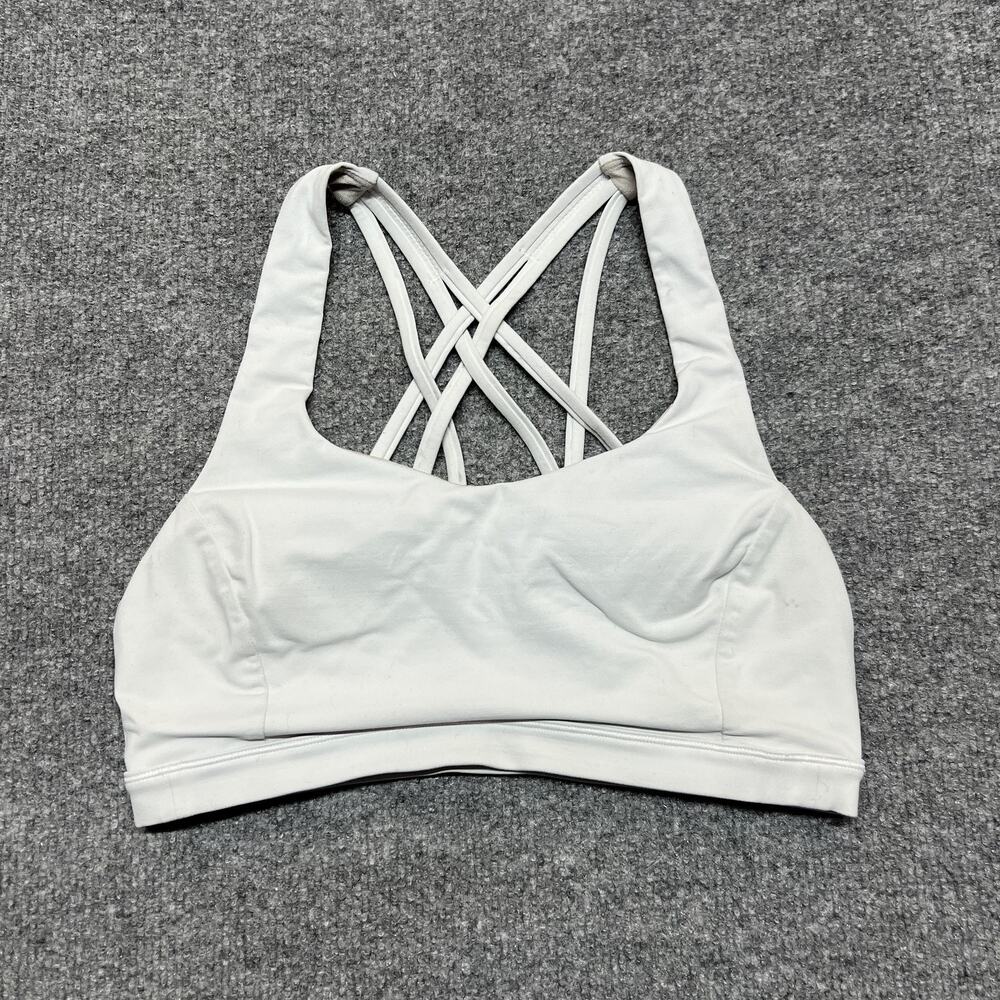Lululemon Sports Bra Womens White Strappy Crossback Yoga Athletic Gym